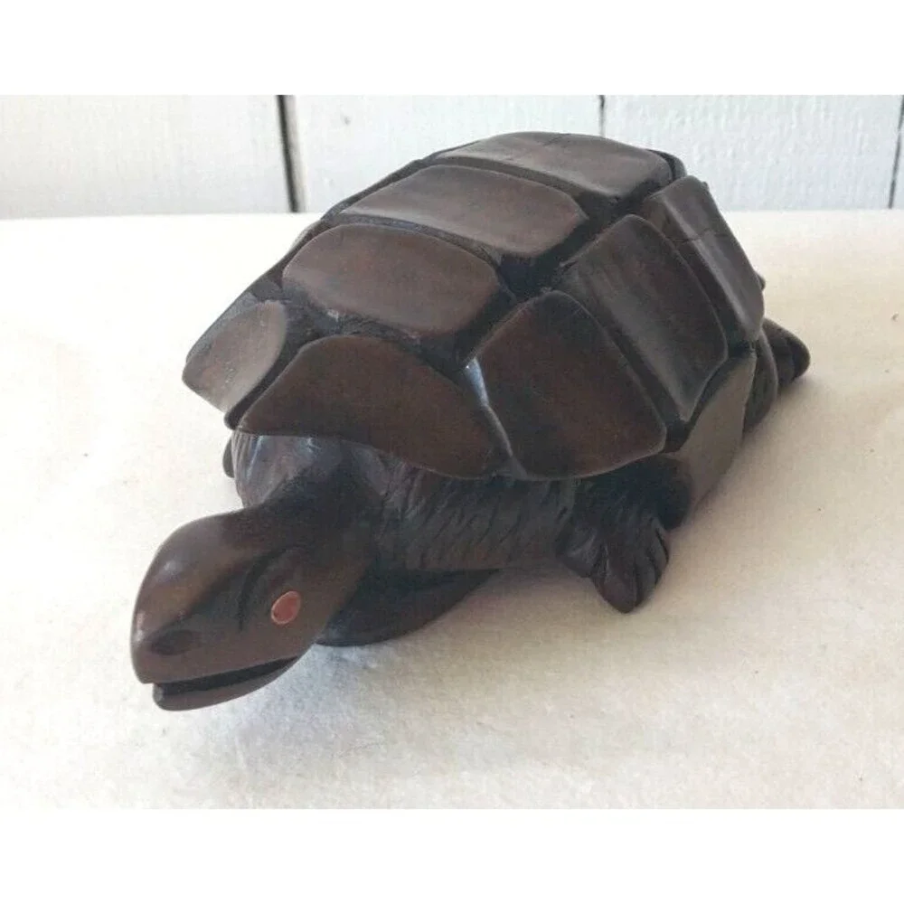 Wood Tortoise Turtle Hand Carved Sculpture Decor Figurine Paper Weight Handmade